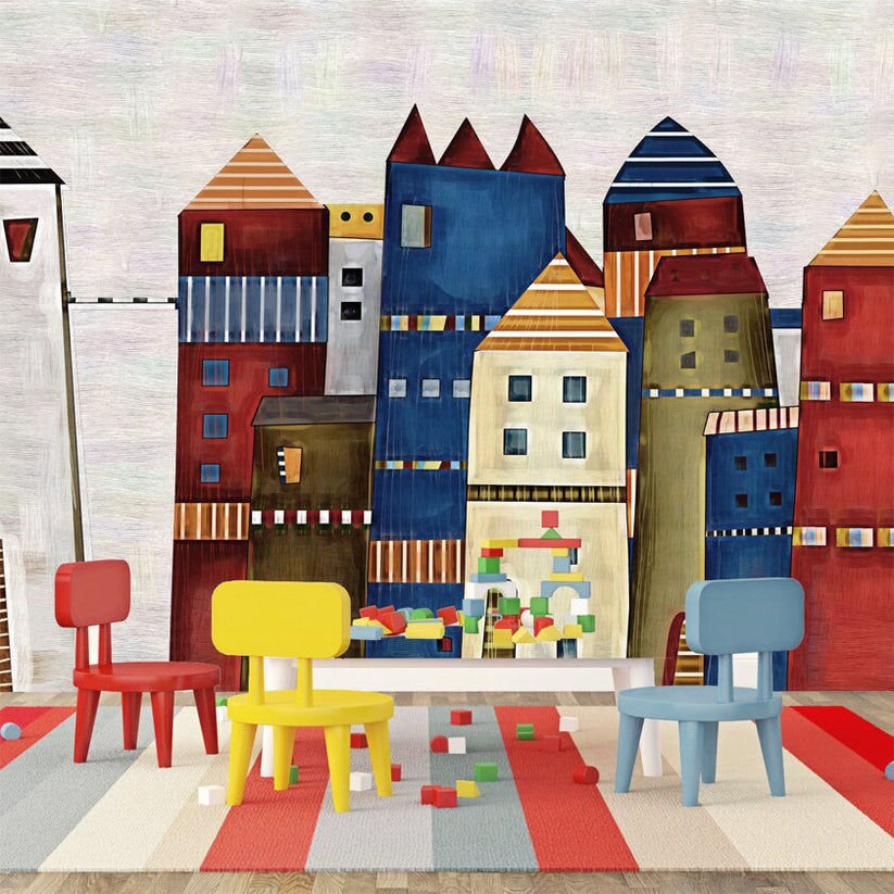 Custom Mural Wallpaper Cartoon Castle for Kids' Room | BVM Home