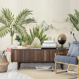 custom-mural-wallpaper-papier-peint-papel-de-parede-wall-decor-ideas-for-bedroom-living-room-dining-room-wallcovering-Flamingo-Hand-Painted-Tropical-Rainforest-Plant-Landscape