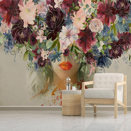 custom-mural-wallpaper-modern-hand-painted-watercolor-rose-flowers-figure-photo-wall-painting-self-adhesive-living-room-stickers-papier-peint