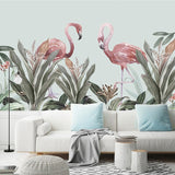custom-mural-wallpaper-papier-peint-papel-de-parede-wall-decor-ideas-for-bedroom-living-room-dining-room-wallcovering-Nordic-Hand-Painted-Tropical-Plant-Flamingo-Fresco