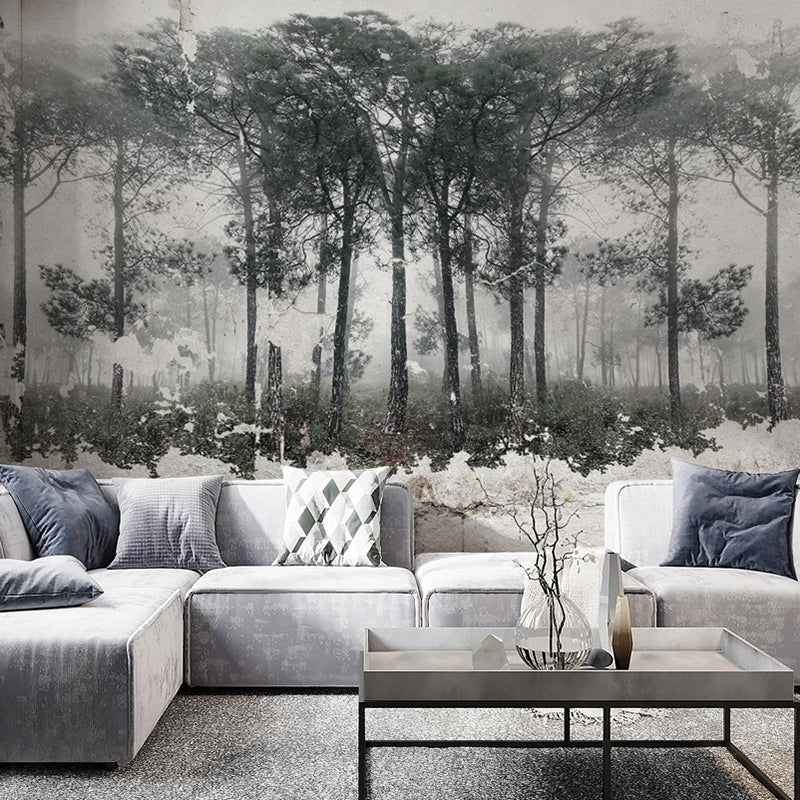 custom-mural-wallpaper-papier-peint-papel-de-parede-wall-decor-ideas-for-bedroom-living-room-dining-room-wallcovering-Retro-Nostalgic-Black-White-Abstract-Forest-Bird-Art-Wall-Painting