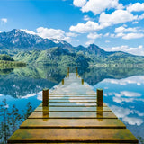 custom-mural-wallpaper-room-blue-sky-white-clouds-wooden-bridge-lake-water-nature-landscape-3d-creative-space-art-wall-painting