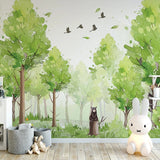 custom-photo-wallpaper-mural-3d-hand-painted-forest-green-tree-bird-kindergarten-children-room-bedroom-home-decor-papier-peint