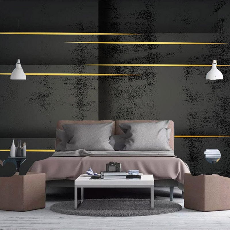 Black wall with gold lines shop