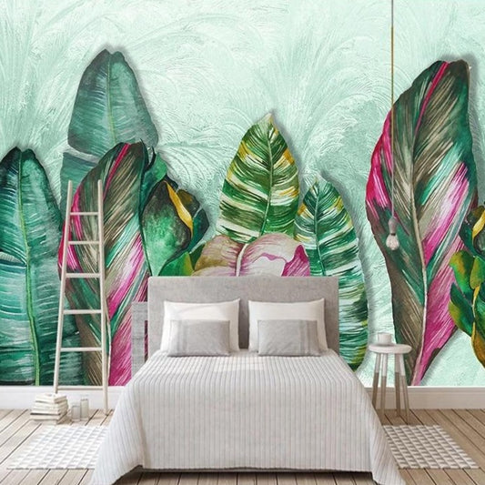 custom-photo-hand-painted-green-leaf-watercolor-mural-modern-pastoral-living-room-bedroom-bedside-backdrop-wall-painting-canvas-papier-peint