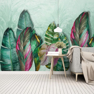 custom-photo-hand-painted-green-leaf-watercolor-mural-modern-pastoral-living-room-bedroom-bedside-backdrop-wall-painting-canvas-papier-peint
