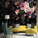 custom-photo-large-mural-flower-self-adhesive-floral-butterfly-oil-painting-wallpaper-european-style-retro-bedroom-living-room-decor-sticker-wall-art-papier-peint