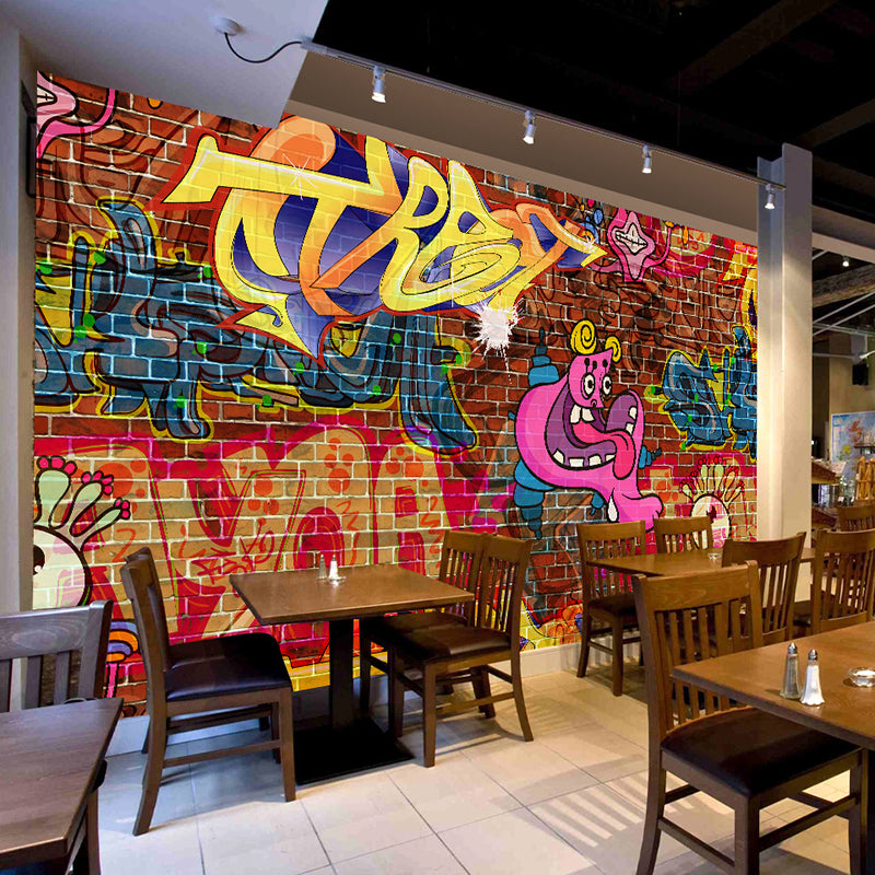 ABAKUHAUS Tovaglia Rettangolare Muro Di Mattoni Graffiti, 140x240 Cm, Multicolore, Antimacchia