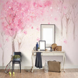 custom-mural-wallpaper-papier-peint-papel-de-parede-wall-decor-ideas-for-bedroom-living-room-dining-room-wallcovering-Romantic-Hand-Painted-Watercolor-Pink-Cherry-Trees