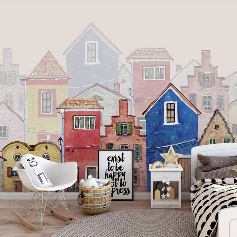 custom-photo-wall-mural-wallpaper-for-kids-room-city-building-cartoon-hand-painted-house-bedroom-wall-decoration-papel-de-parede-papier-peint-nursery