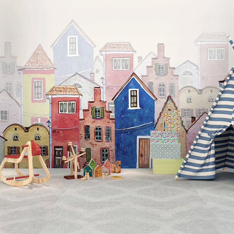 custom-photo-wall-mural-wallpaper-for-kids-room-city-building-cartoon-hand-painted-house-bedroom-wall-decoration-papel-de-parede-papier-peint-nursery