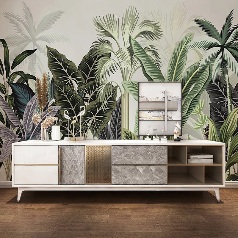 Custom Wallpaper Mural Vintage Tropical Plant Banana Leaf | BVM Home