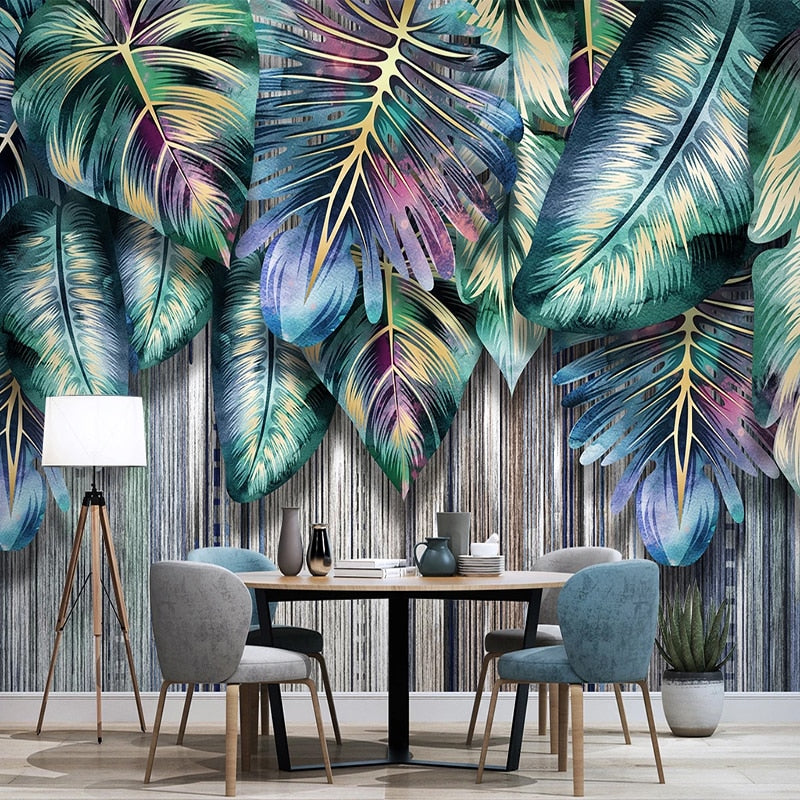 Custom Wallpaper Mural Colorful Tropical Plant Leaves | BVM Home