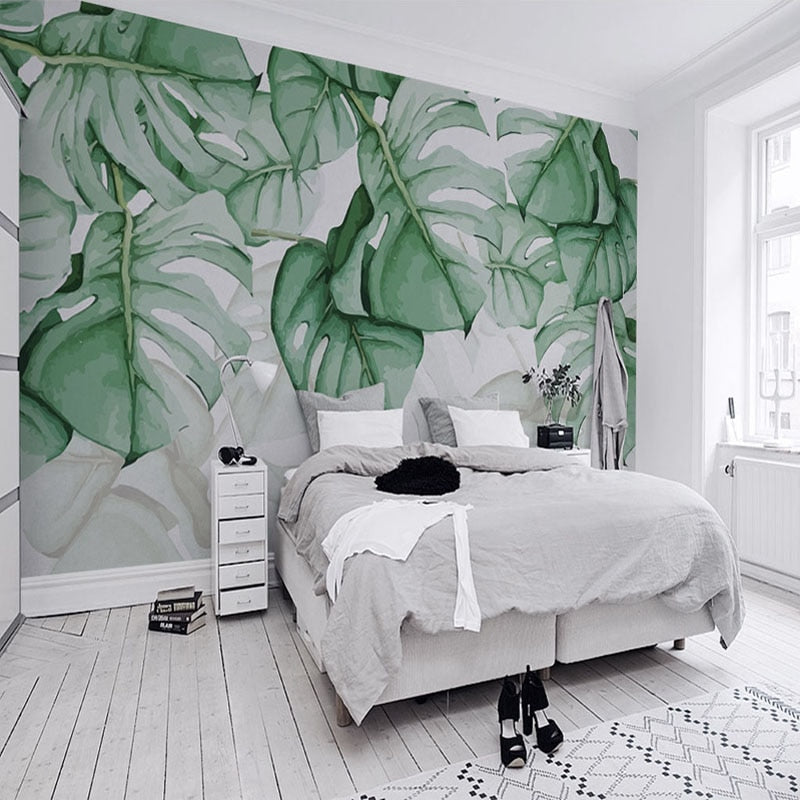 custom-photo-wallpaper-3d-hand-painted-canvas-oil-painting-tropical-plants-green-leaf-living-room-bedroom-home-decor-wall-mural