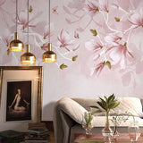 custom-mural-wallpaper-papier-peint-papel-de-parede-wall-decor-ideas-for-bedroom-living-room-dining-room-wallcovering-Hand-Painted-Pink-Flowers-Butterfly