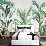 custom-mural-wallpaper-papier-peint-papel-de-parede-wall-decor-ideas-for-bedroom-living-room-dining-room-wallcovering-Hand-Painted-Tropical-Rainforest-Plant-Leaves-banana-leaves-palm-leaves