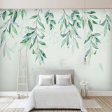 custom-mural-wallpaper-papier-peint-papel-de-parede-wall-decor-ideas-for-bedroom-living-room-dining-room-wallcovering-Hand-Painted-Plant-Green-Leaves