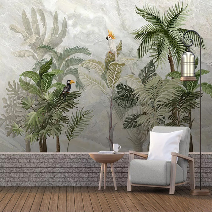 Custom Wallpaper Mural Hand Painted Tropical Plant Leaves | BVM Home