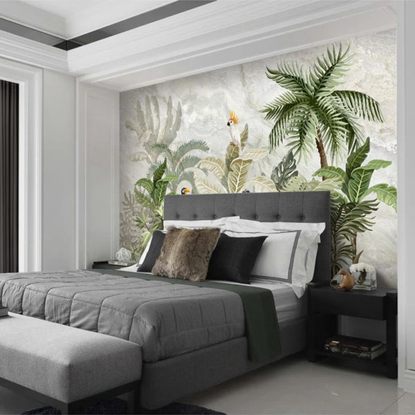 Custom Wallpaper Mural Hand Painted Tropical Plant Leaves | BVM Home