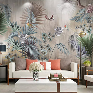 custom-mural-wallpaper-papier-peint-papel-de-parede-wall-decor-ideas-for-bedroom-living-room-dining-room-wallcovering-retro-Nordic-Plant-Leaves-Flowers-Birds