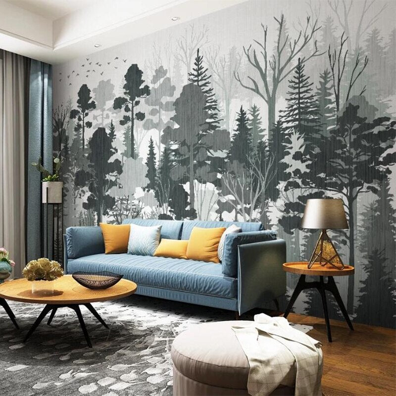 custom-mural-wallpaper-papier-peint-papel-de-parede-wall-decor-ideas-for-bedroom-living-room-dining-room-wallcovering-Modern-Forest-Jungle-Landscape