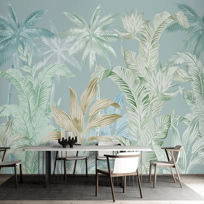 custom-mural-wallpaper-papier-peint-papel-de-parede-wall-decor-ideas-for-bedroom-living-room-dining-room-wallcovering-Hand-Painted-Tropical-Rainforest-Plant-Leaves