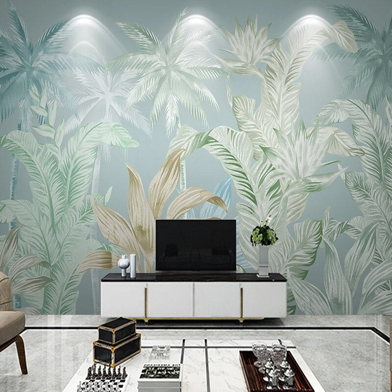 Custom Wallpaper Mural Tropical Plants Green Leaves | BVM Home