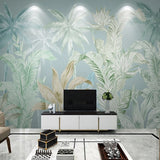 custom-mural-wallpaper-papier-peint-papel-de-parede-wall-decor-ideas-for-bedroom-living-room-dining-room-wallcovering-Hand-Painted-Tropical-Rainforest-Plant-Leaves