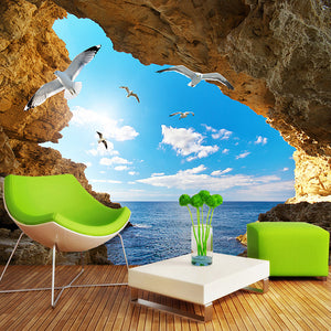 custom-any-size-cave-free-shipping-mural-nature-landscape-wallpaper-sea-view-blue-sky-wallcovering