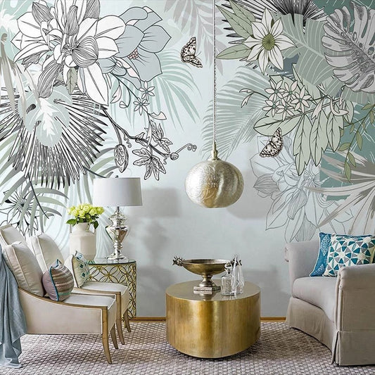 custom-photo-wallpaper-nordic-ins-tropical-plant-flower-sketch-plant-modern-indoor-background-wall-mural-living-room-wallpapers-papier-peint