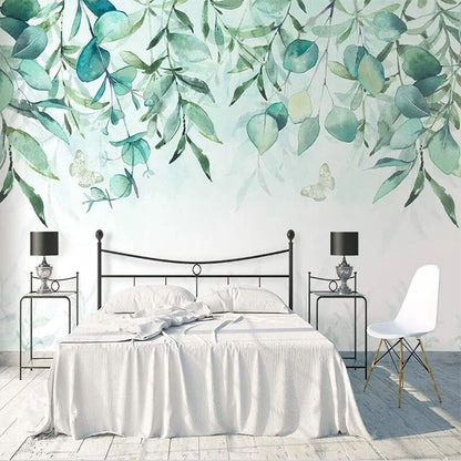 custom-mural-wallpaper-papier-peint-papel-de-parede-wall-decor-ideas-for-wallcovering-Self-Adhesive-3D-Hand-Painted-Tree-Vine-Green-Leaf