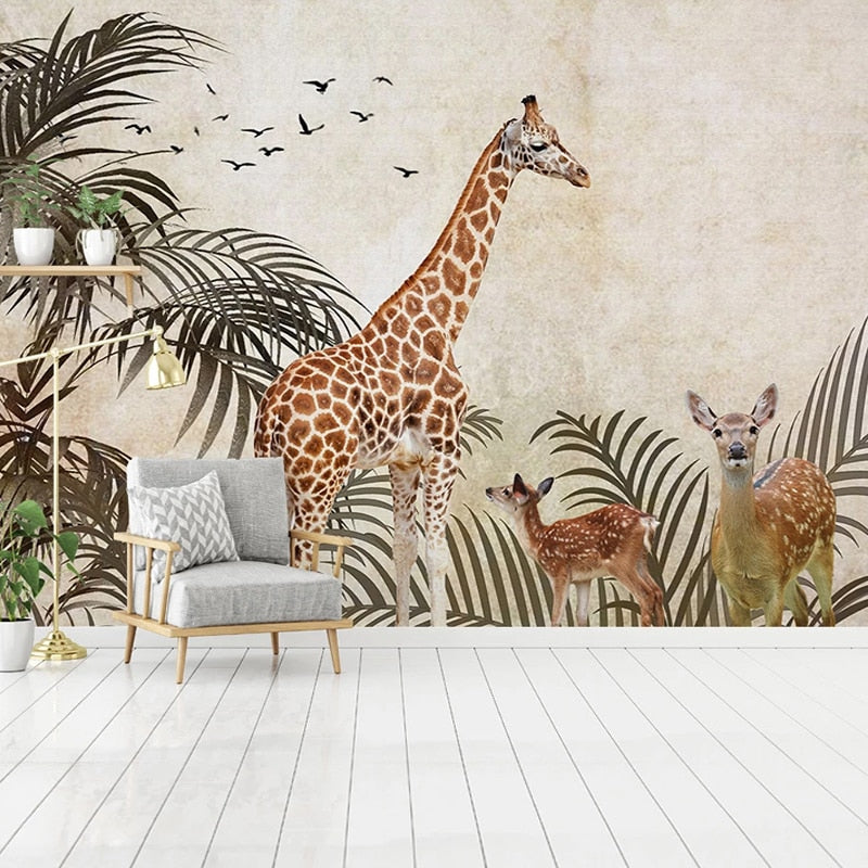 custom-mural-wallpaper-papier-peint-papel-de-parede-wall-decor-ideas-for-bedroom-living-room-dining-room-wallcovering-Self-Adhesive-Tropical-Plants-Animal-giraffe