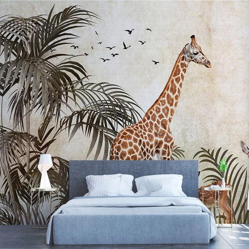 custom-mural-wallpaper-papier-peint-papel-de-parede-wall-decor-ideas-for-bedroom-living-room-dining-room-wallcovering-Self-Adhesive-Tropical-Plants-Animal-giraffe