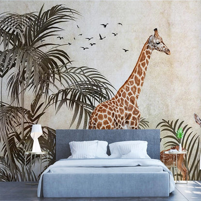 custom-mural-wallpaper-papier-peint-papel-de-parede-wall-decor-ideas-for-bedroom-living-room-dining-room-wallcovering-Self-Adhesive-Tropical-Plants-Animal-giraffe