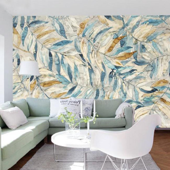 custom-size-photo-nordic-art-hand-painted-leaves-wallpaper-tv-bedroom-sofa-porch-aisle-living-room-restaurant-wallpaper-mural