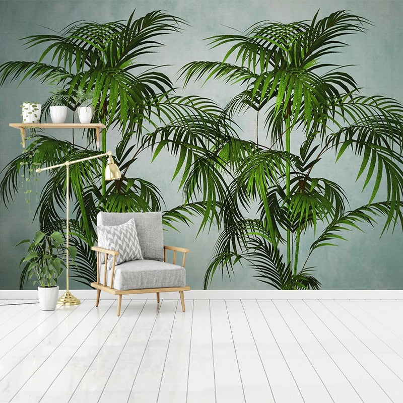 Custom Wallpaper Mural Tropical Green Plant Palm Leaf | BVM Home