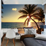 custom-sunrise-sunset-seaside-beach-coconut-trees-nature-landscape-3d-photo-wallpaper-mural-wall-painting-living-room-bedroom-papier-peint