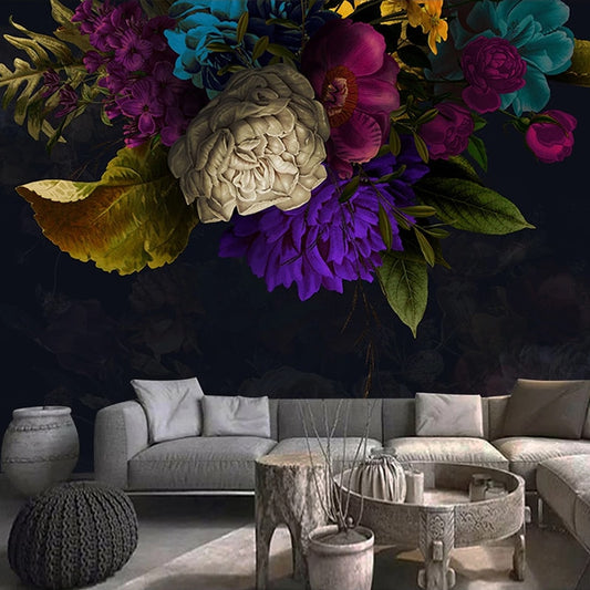 custom-wall-mural-retro-flower-black-background-wall-decoration-painting-hotel-study-room-bedroom-wallpaper-papel-de-parede-3d-papier-peint-floral-dark-interior