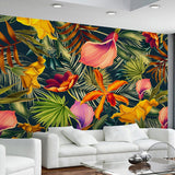 custom-wall-mural-tropical-rainforest-plant-flowers-banana-leaves-backdrop-painted-living-room-bedroom-large-mural-wall-paper