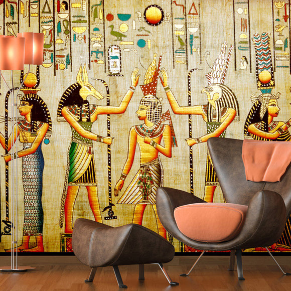Creative-Wallpaper-egyptian-figures-wall-mural-wallcovering-free-shipping