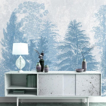 custom-mural-wallpaper-papier-peint-papel-de-parede-wall-decor-ideas-for-bedroom-living-room-dining-room-wallcovering-Hand-Painted-Blue-Forest