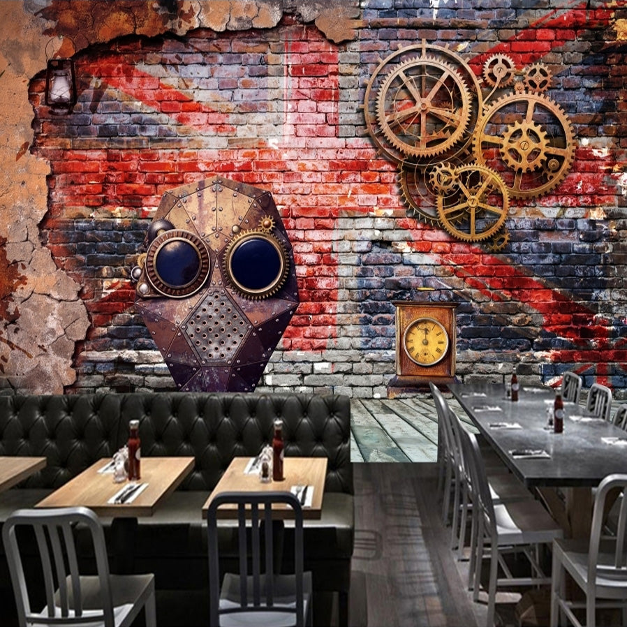 custom-mural-free-shipping-bvmhome-Creative-Wallpaper-european-nostalgic-graffiti