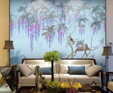custom-mural-wallpaper-papier-peint-papel-de-parede-wall-decor-ideas-for-bedroom-living-room-dining-room-wallcovering-hand-painted-Western-painting-tropical-jungle-wisteria-animal-background-decorative-painting