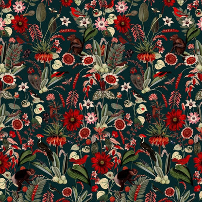 Custom Mural Pastoral Black Vintage Floral Wallpaper (㎡)