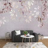 custom-mural-wallpaper-papier-peint-papel-de-parede-wall-decor-ideas-for-bedroom-living-room-dining-room-wallcovering-vintage-flower-leaves-watercolor-style-Nordic-minimalist-3d-retro-home-interior-purple