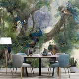custom-mural-wallpaper-papier-peint-papel-de-parede-wall-decor-ideas-for-bedroom-living-room-dining-room-wallcovering-Chinese-style-peacock-forest-background-wall