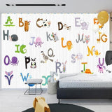 custom-wallpaper-mural-wall-covering-wall-decor-wall-decal-wall-sticker-nursery-decor-kids-room-children's-room-daycare-kindergarten-ideas-cartoon-animals-english-alphabet-papier-peint
