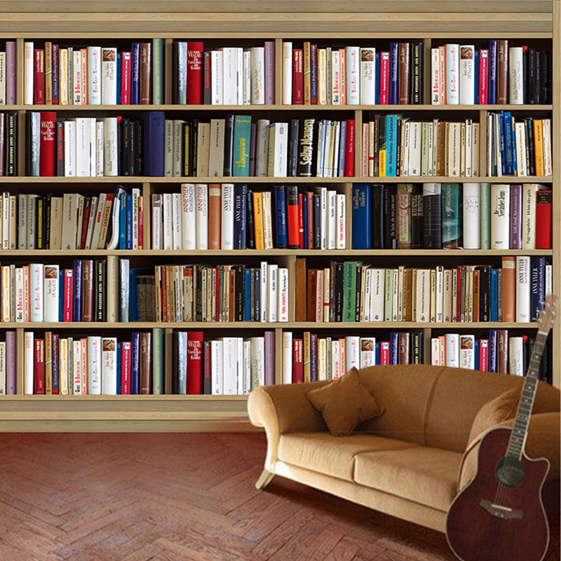 bookshelf-bookcase-library-wallpaper-vintage-retro-mural-wallcovering