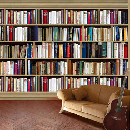 bookshelf-bookcase-library-wallpaper-vintage-retro-mural-wallcovering