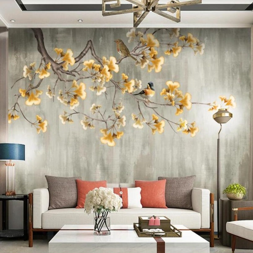 custom-mural-wallpaper-papier-peint-papel-de-parede-wall-decor-ideas-for-bedroom-living-room-dining-room-wallcovering-Chinese-rich-golden-ginkgo-tree-TV-background-wall